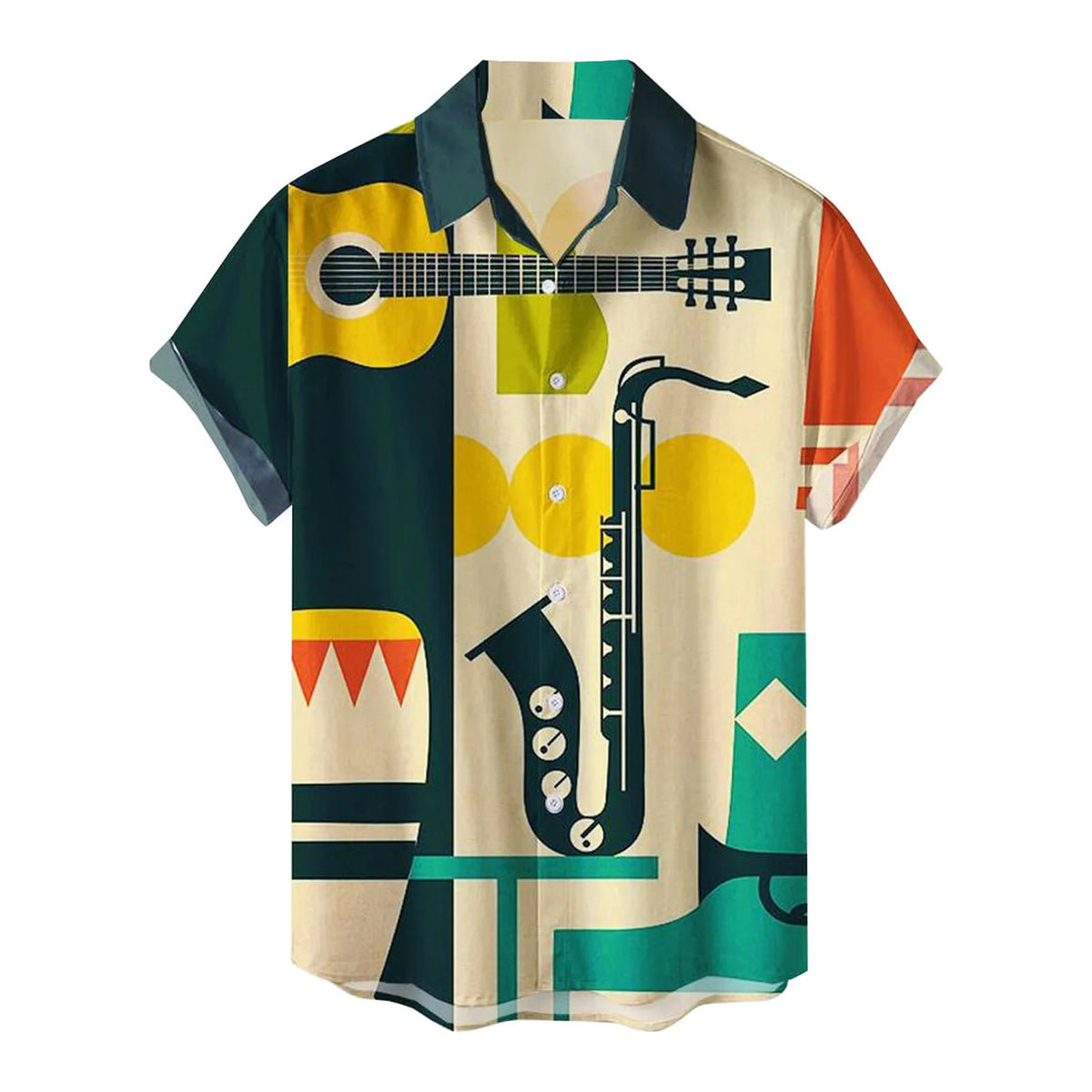 Summer New Hawaii Fashion Vacation Color Printed Casual Collar Short Sleeved Shirt for Men