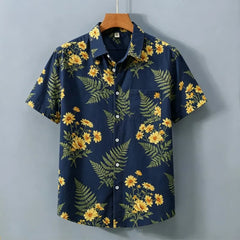 Men's Fresh Floral Vacation shirt, Short Sleeved Shirt With pockets, Suitable For Casual Street Wear In Summer