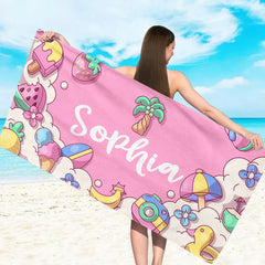 Personalized Custom Beach Towel Swimming Towel Gift For Swimmer Outdoor Pool towel Birthday Gift Girls Beach Trip wholesale