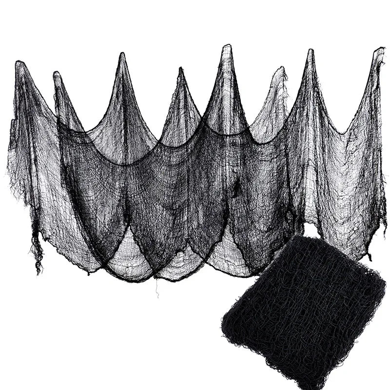 2/4m Horror Halloween Decoration Black Gauze Artificial Spider Web For Haunted House Halloween Party Home Decor Scary Scene Prop