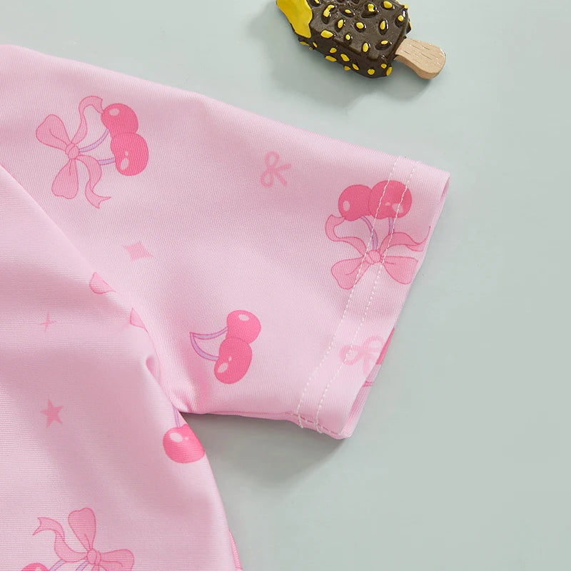 0-3Years Baby Boy Girl Rash Guard Swimsuits Fashion Print Short Sleeve Zip Up Rompers Bathing Suit Toddlers Swimwears Beachwear