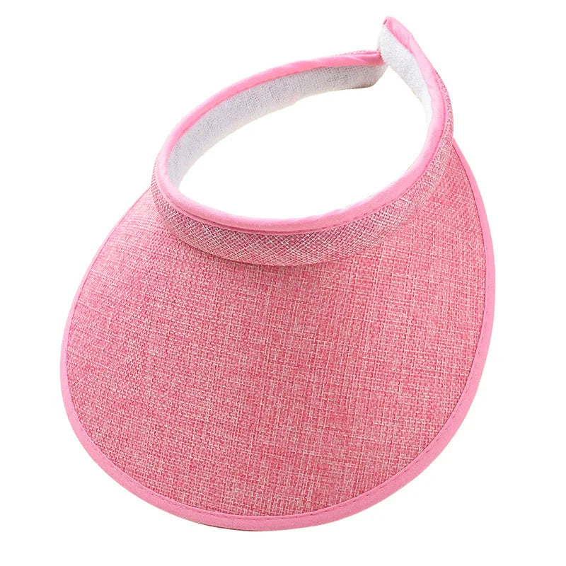 Women's Summer Sun Hat Wide Brim Beach Outdoor Travel Foldable Multi-function Straw Cap Visor Suncap Portable