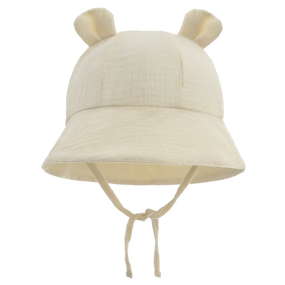 Newborn Boys Girls Bucket Hat Summer Kids Toddler Panama Cap 0 to 12 Months Soft Cotton Baby Sun Hat With Ears Cute Bunny