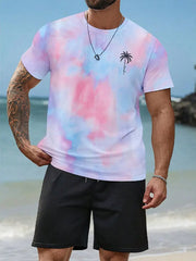 2025 Men's 2 Piece Set Hawaiian Fashion Men's T-shirt Shorts Set Daily Casual Men's Short Sleeve Top Outdoor Beach Men's Short