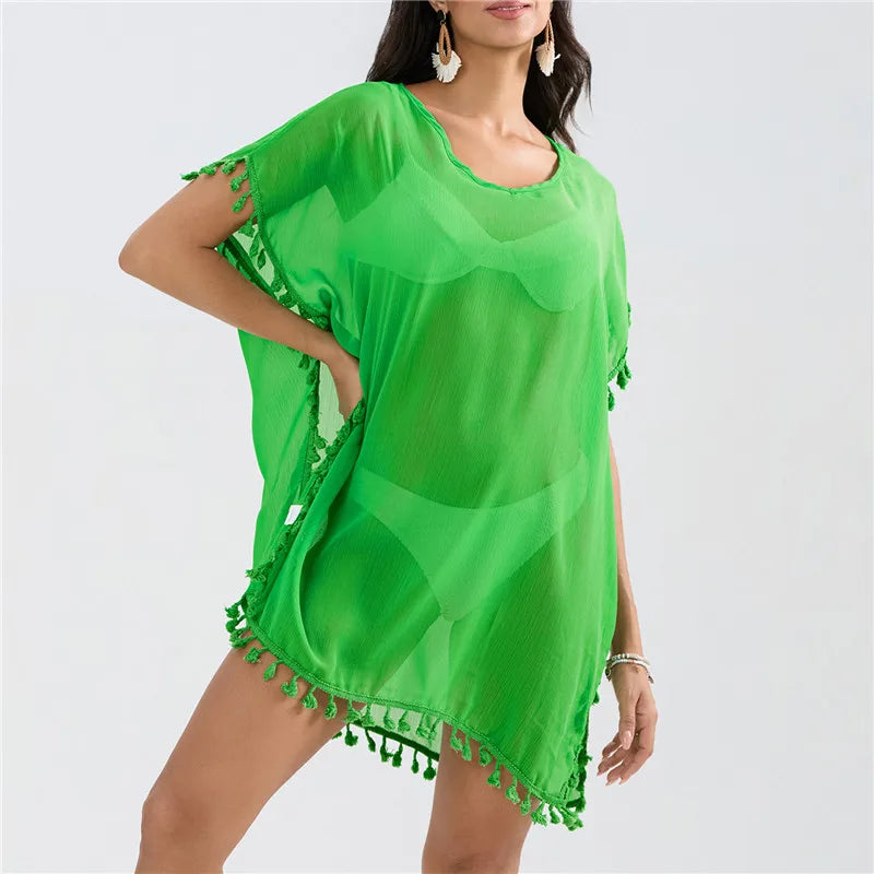 Women Beach Cover Up Lace Hollow Crochet Swimsuit Beach Dress Women 2025 Summer Cover-Ups Bathing Suit Ladies Beach Wear Tunic
