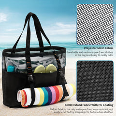 Extra Large Mesh Beach Bag with Zipper Bottom, Oversized Beach Tote Bag for Beach or Pool Trip