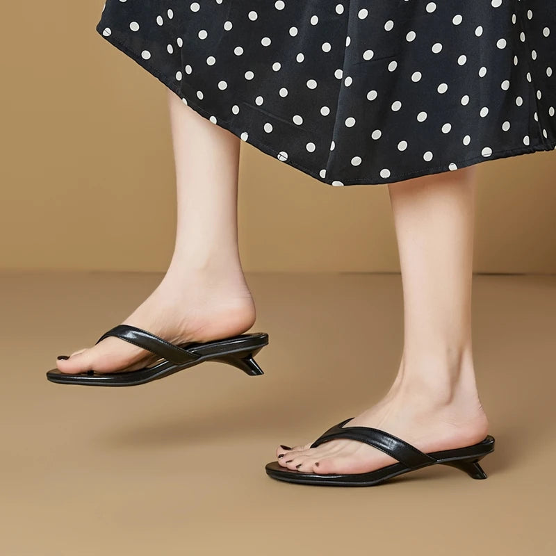 AIYUQI 2026 New Women's Slippers High-Heeled Fashionable Flip-Flops Women Plus Size Summer Round Toe Beach Shoes Girl