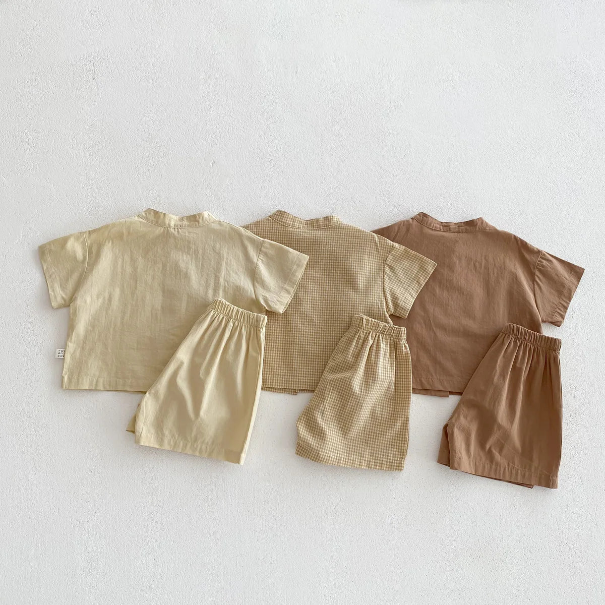 2pcs Summer Thin Short Sleeve T-shirt and Shorts Set Small Stand Collar Cool Toddler Boys Baby Girls Casual Beach Suits