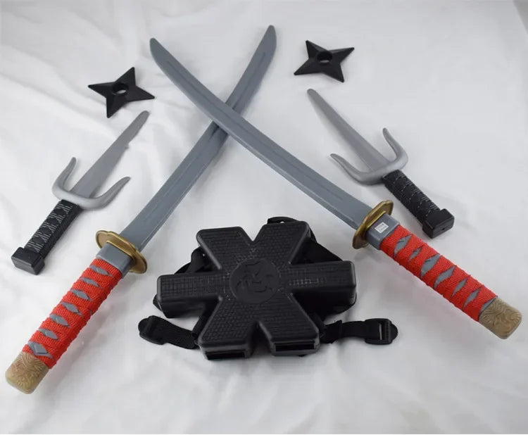 1: 1 Ninja Set Halloween Children's Japanese Samurai Cosplay Toys Knife Set Dart Toy Model Gifts Collection Bizarre Toys