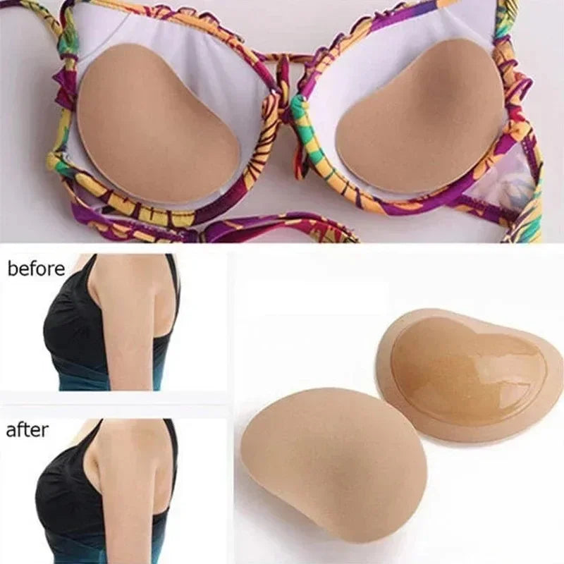 2pcs Silicone Bra Inserts Breast Pads Sticky Push-up Women Bra Cup Thicker Nipple Cover Patch Bikini Inserts for Swimsuit Gifts