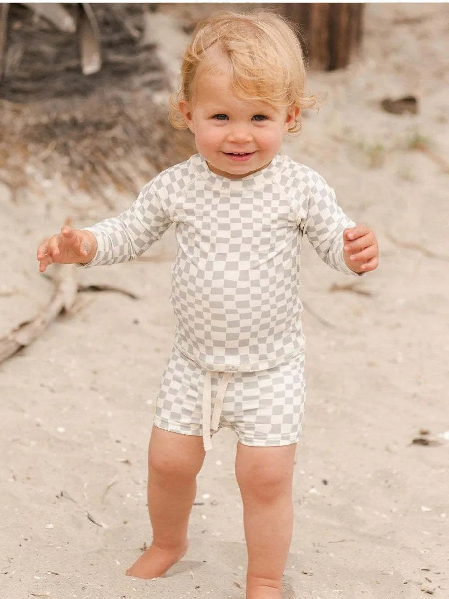 Australian Children Boutique Shorty Sunsuit UPF 50+ UV  Stripe  2 Pieces Swimwear Set Toddler Boys Rash Guards