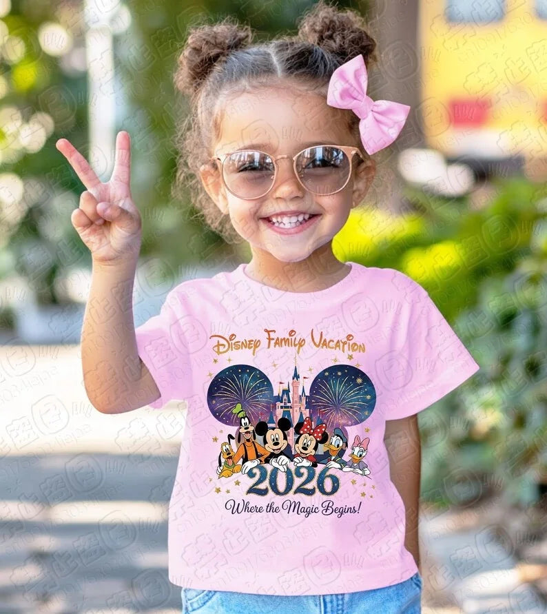 2026 Family Summer Men's Women's T-shirts Cartoon Print Oversize Fashion Cotton Parent Child Top Casual Couple Daily Street