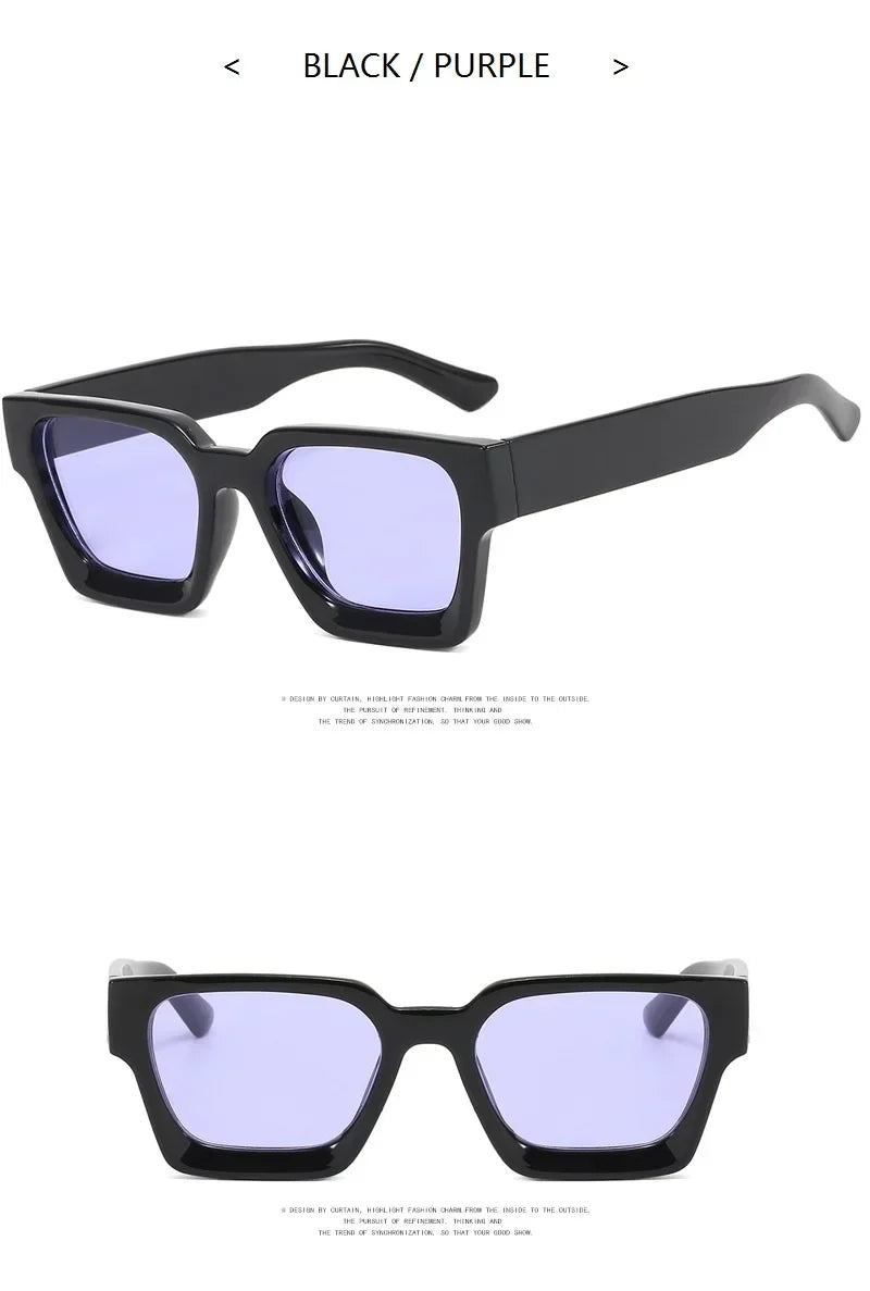 Unisex Square Vintage Sunglasses, UV400 Protection Retro Punk Style Fashion Shades, Designer Eyewear for Men & Women Driving, Outdoor & Daily Wear