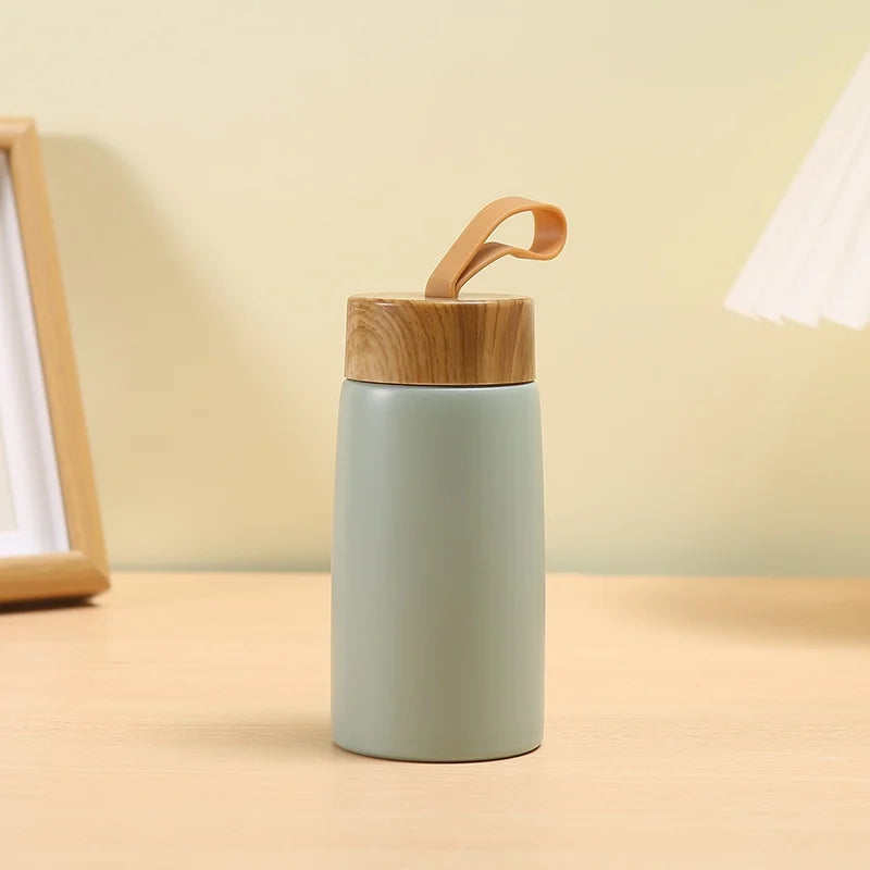 New Style Mini Thermos Cup Creative Wood Grain Cover Portable Vacuum Stainless Steel Water Cup Student High Value Pocket Cup