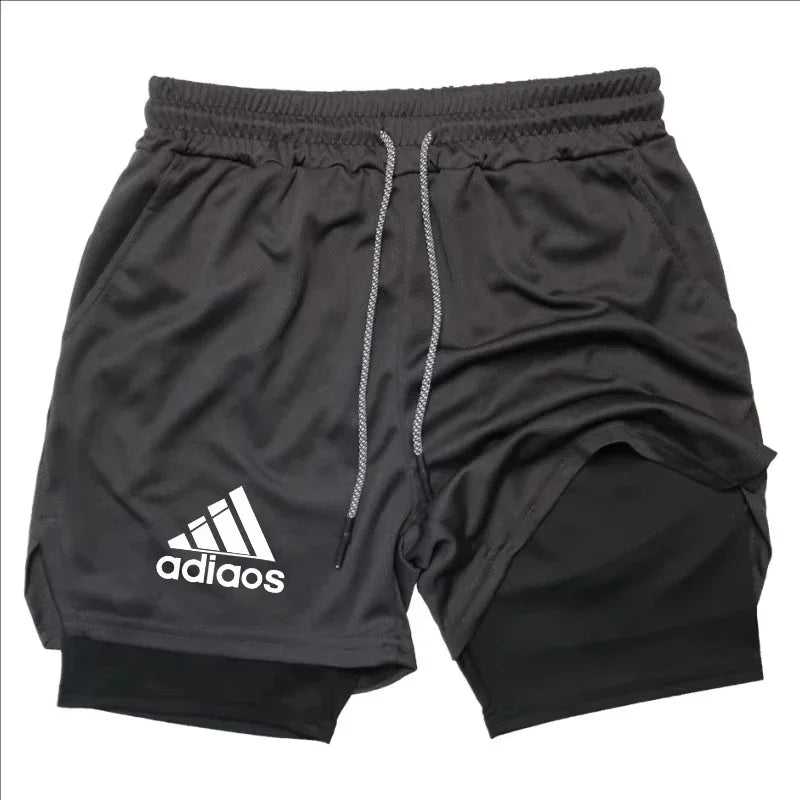 Men'S Compression Shorts Summer Gym Fitness Running Training Sports Shorts Two-In-One Mesh Breathable Quick-Drying Shorts