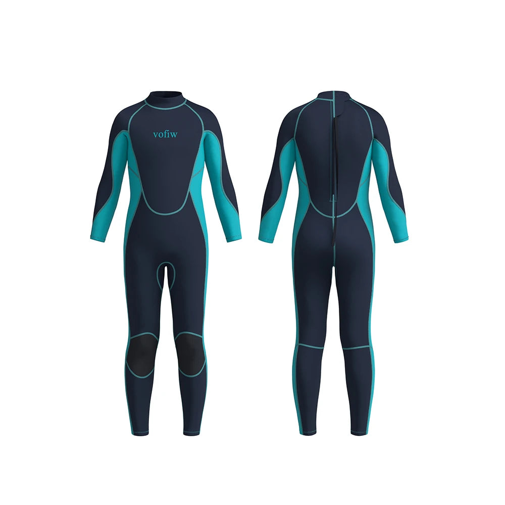 Children's 3MM Neoprene Wetsuit Back Zipper Surfing Snorkeling Swimming Suit Long Sleeves Boys Girls Kids Water Sports Swimwear