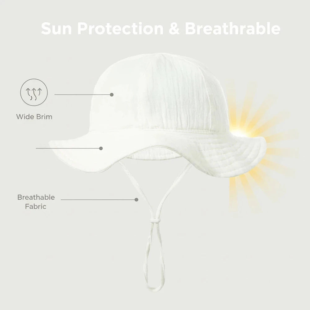 3-18 Months Baby Bucket Hat Kids Outdoor Sun Protection Caps Boys Girls Cotton Panama Hat Unisex Beach Children's Fisherman' Hat