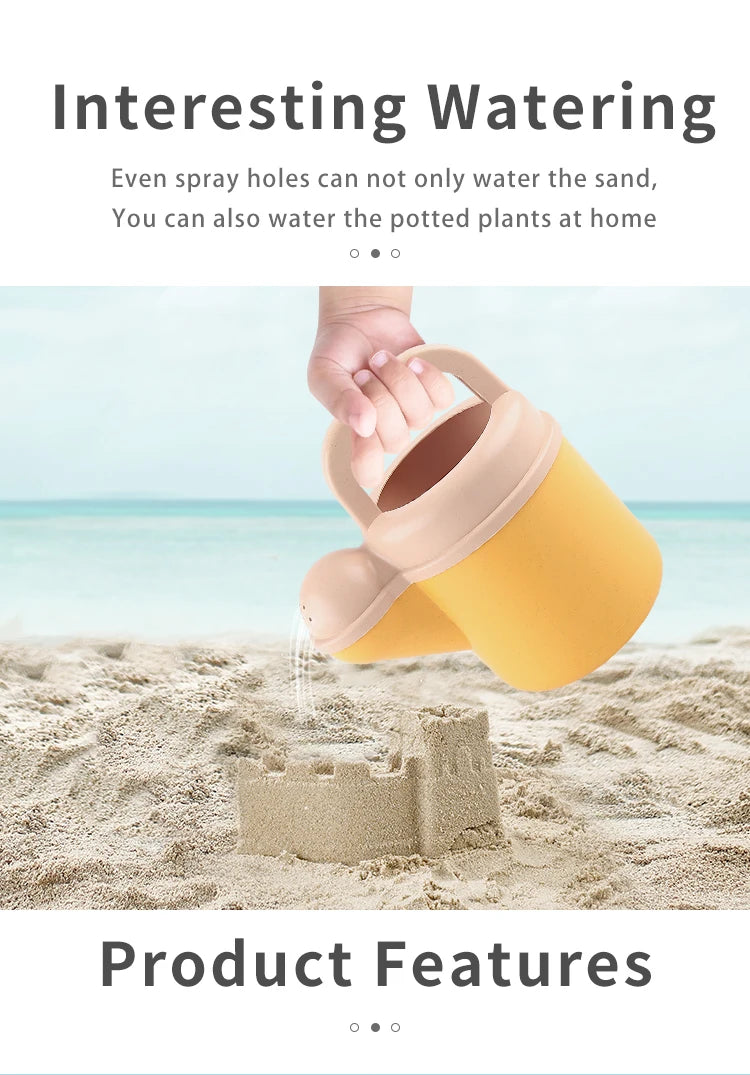 Children's beach toy straw beach bucket set can be loaded with sand digging tools to water flowers outdoor wheat straw toys.