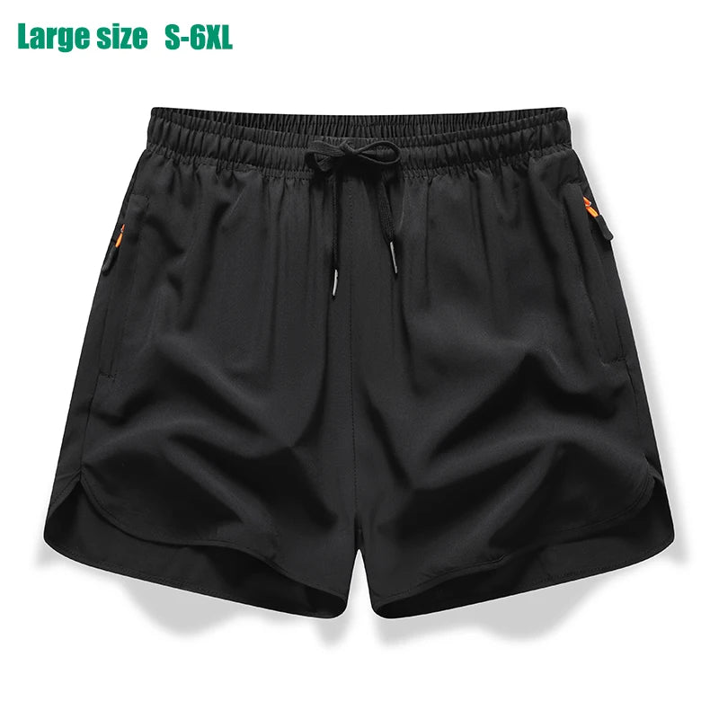 3/4 Sport Shorts Summer Men Casual Solid Ice Silk Light Sweat Absorb Quick Dry Running Fitness Outdoor Loose