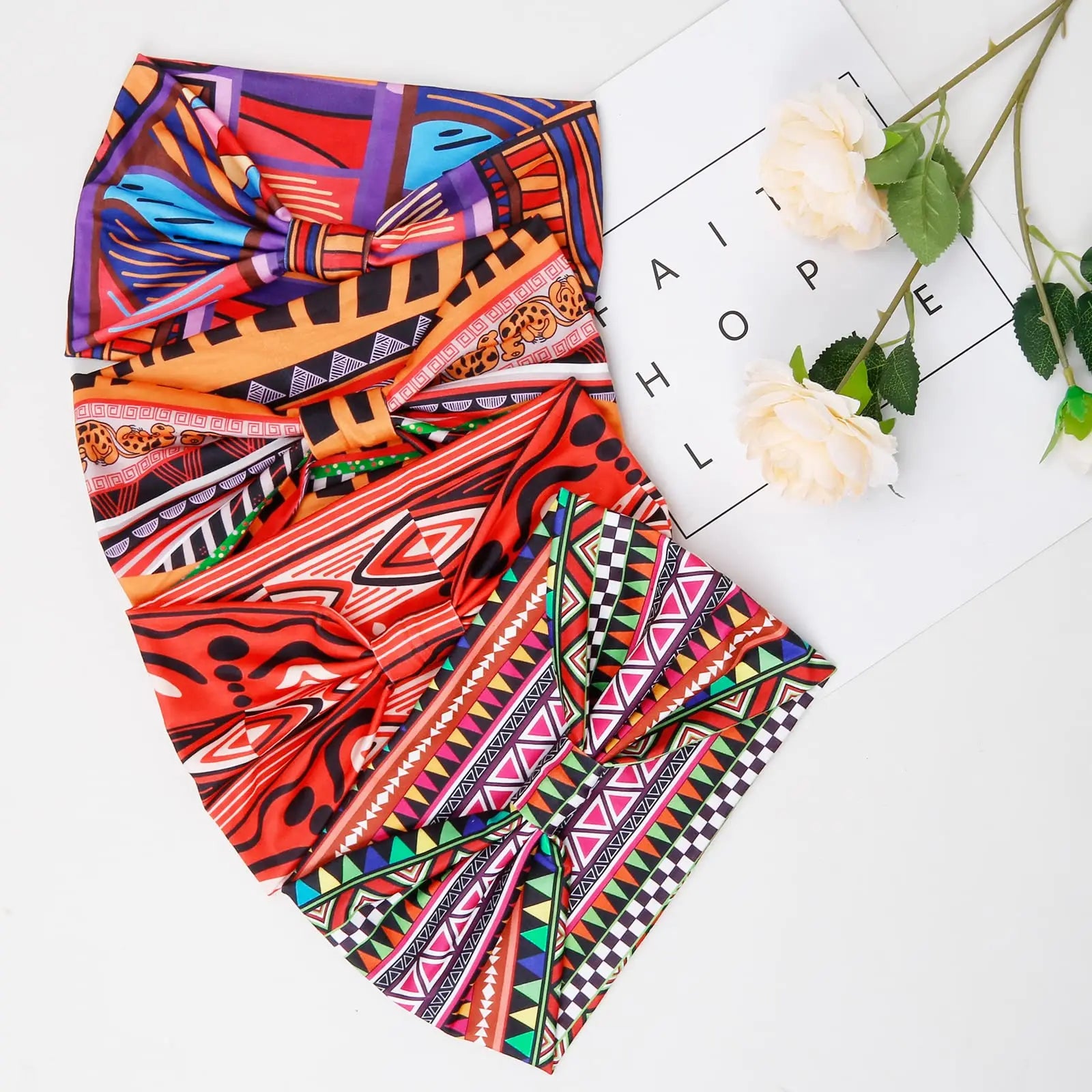 Boho African Headbands for Women Wide Cotton Turban Headwrap  Knot Elastic Hairbands Bandeau Sport Workout Yoga Hair Accessories