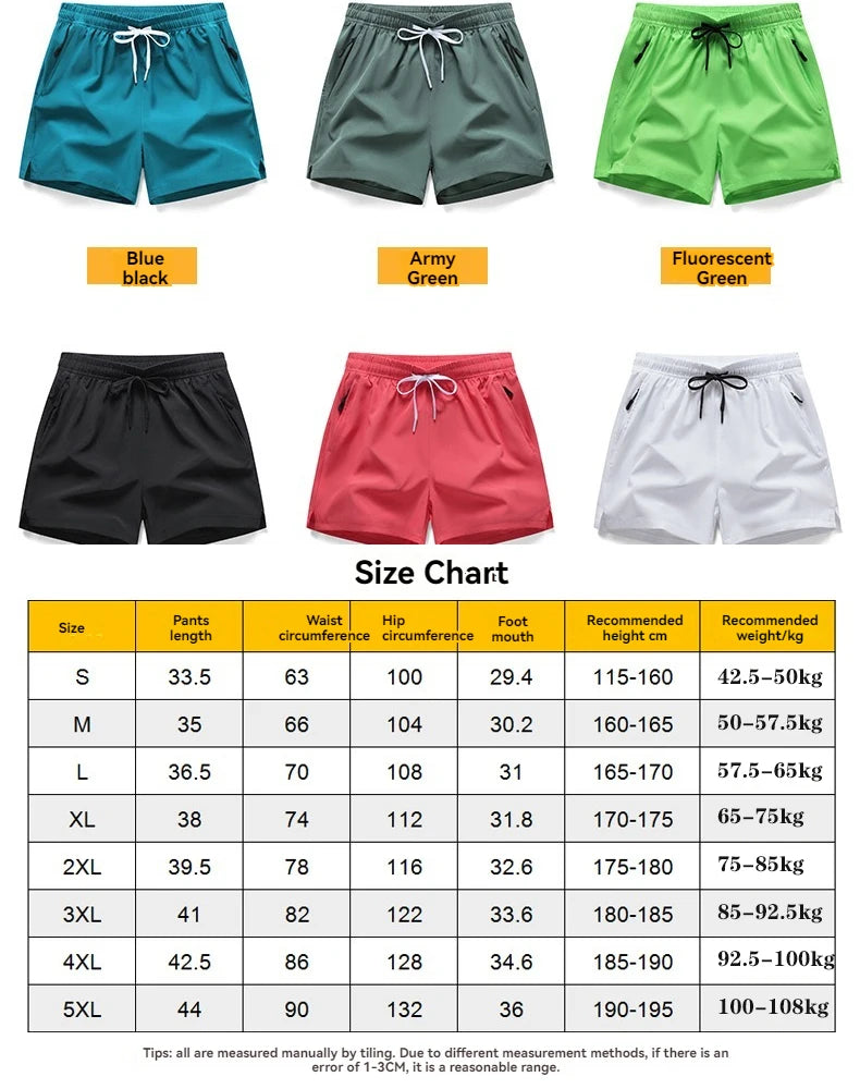 3/4 Sport Shorts Summer Men Casual Solid Ice Silk Light Sweat Absorb Quick Dry Running Fitness Outdoor Loose