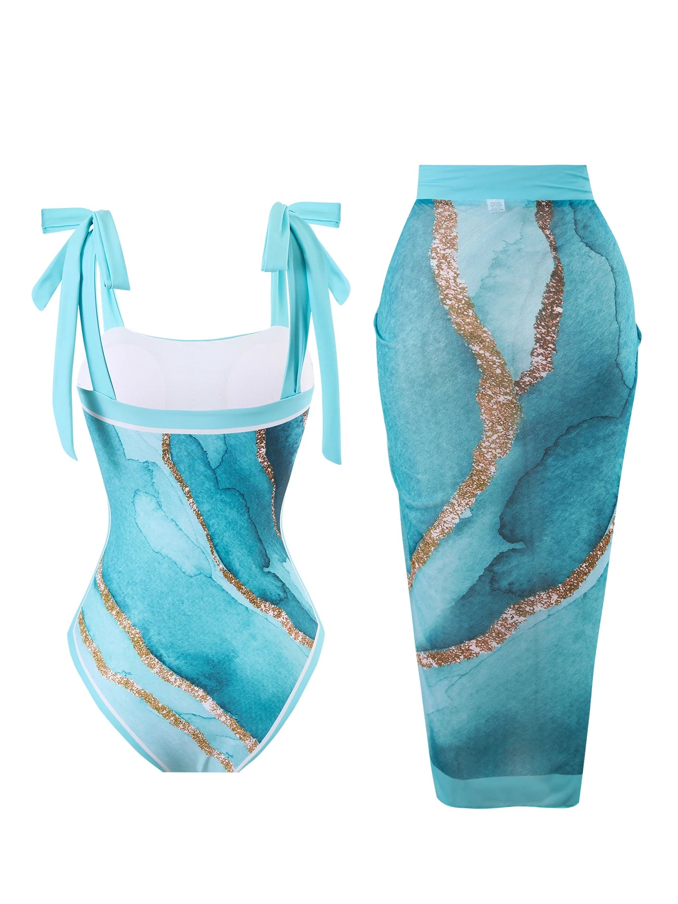 Summer New Custom-Made Digital Printed One-Piece Bikini Swimsuit for Women Conservative Sun Protection One-Piece Gauze Skirt 2-Piece
