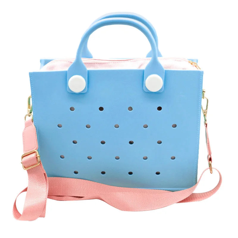 EVA Large Leather Shoulder Bag Handbag Tote Bag Storage for Women Casual Waterproof Beach Bag Hole Fit Charm Fashion Storage Bag