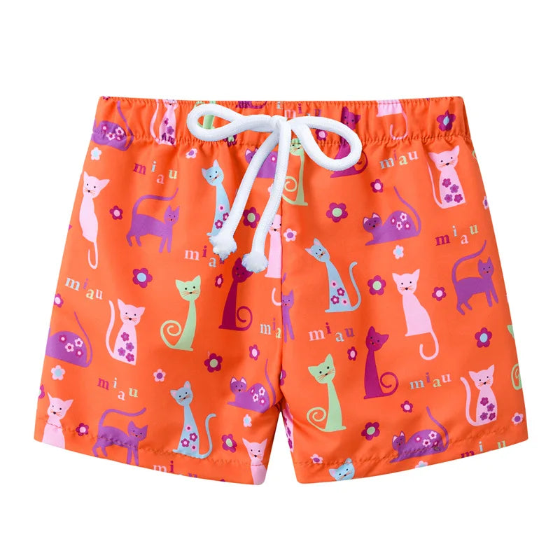 Boys Cartoon Print Beach Shorts Summer Quick Dry Swim Trunks Kids Casual Board Shorts Toddler Swimwear Bathing Suit For 2-8Y