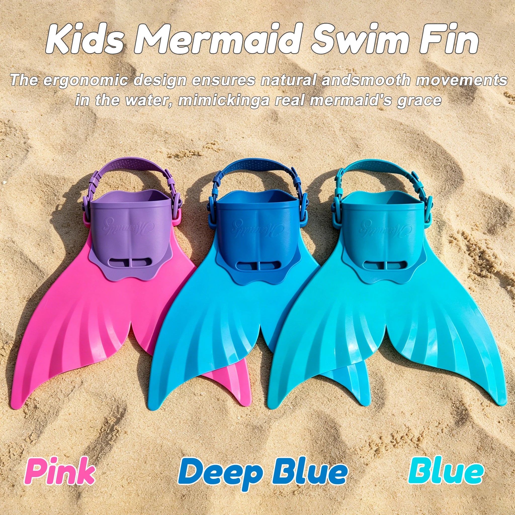 Mermaid Monofin, Swim Fin for Kids Mermaid Tail Girl Snorkel Fins Swim Flippers Full Foot Water Sports Enthusiasts Diving Fins