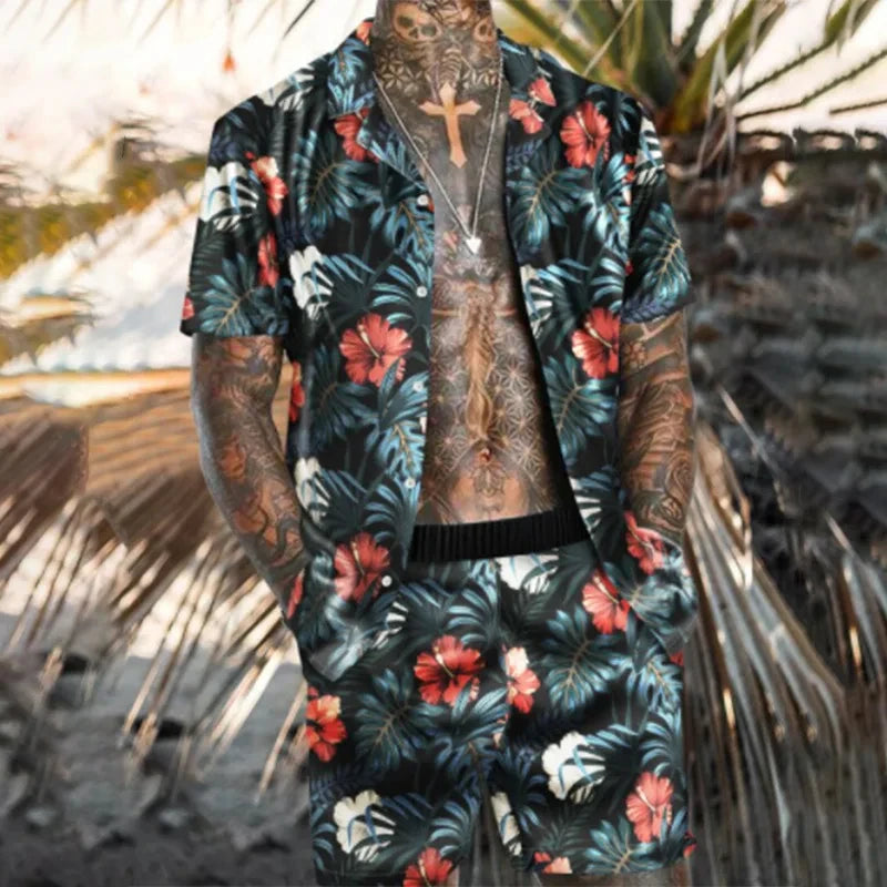 Hawaiian Shirt Sets 3D Printed Men's Casual Fashion Short Sleeves Shirts Oversized Beach Shorts Summer Streetwear Suits Clothing
