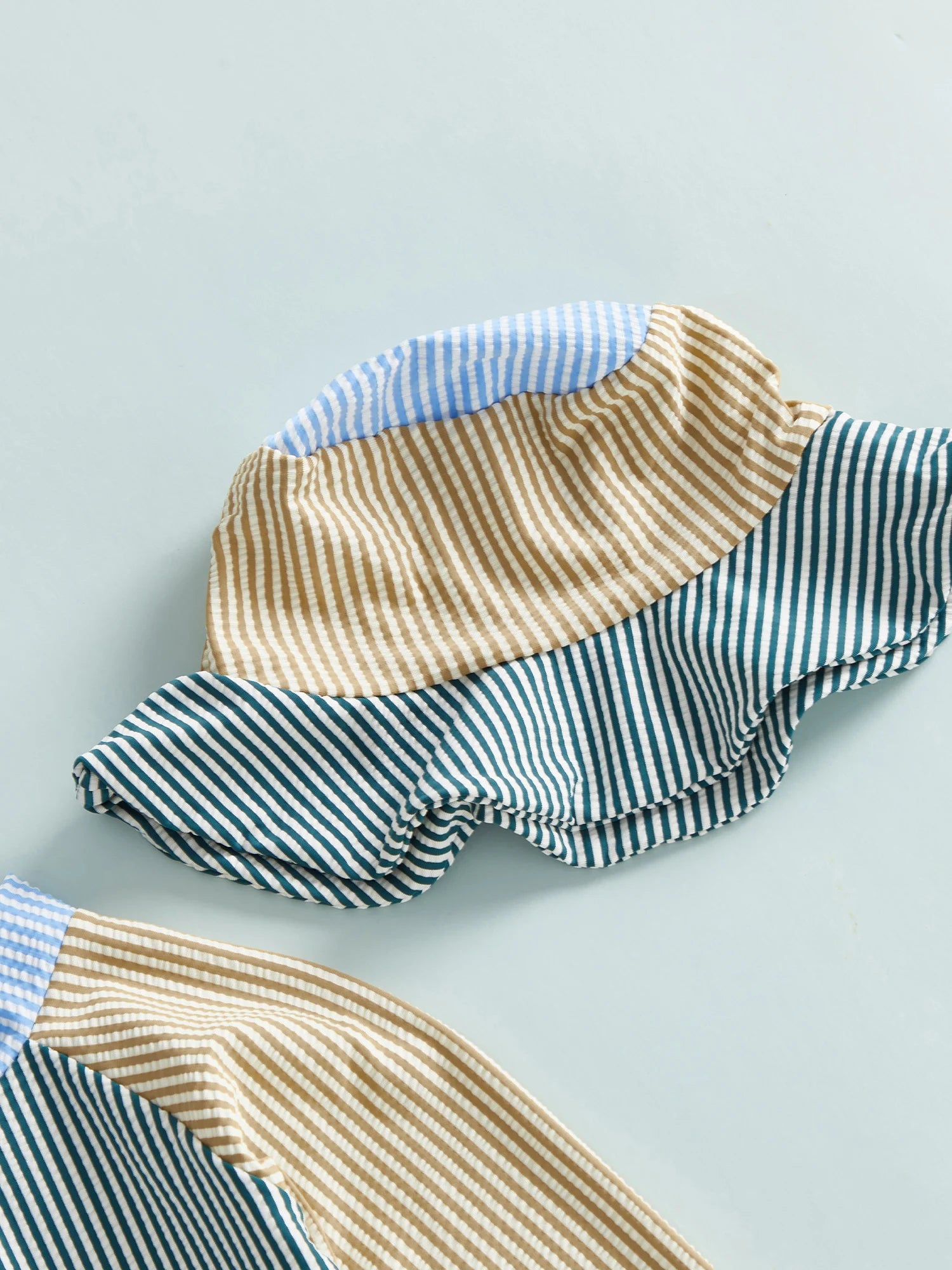 0-24M Newborn Baby Boy Rash Guard Swimsuits Contrast Color Stripes Print Long Sleeve Zip Up Bathing Suit with Sun Cap