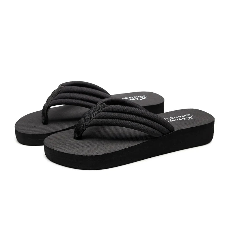 Fashion Women Flip Flop Thick Heel Slippers Flat Sandals Beach Summer Clip Toe Herringbone Slippers Zapatillas De Mujer