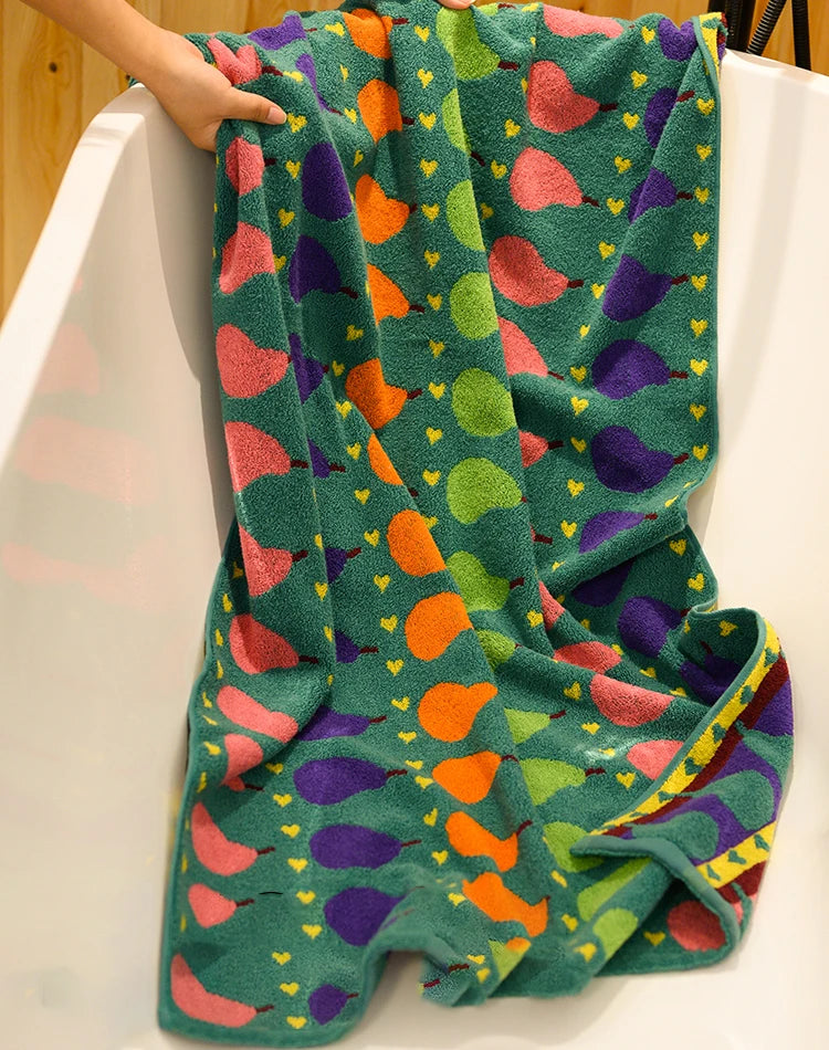 Cute Graffiti  Pears Patter Cotton Soft Face Towel for Kids Absorbent Bath Towel Comfortable Cotton Household Towel Beach Towels