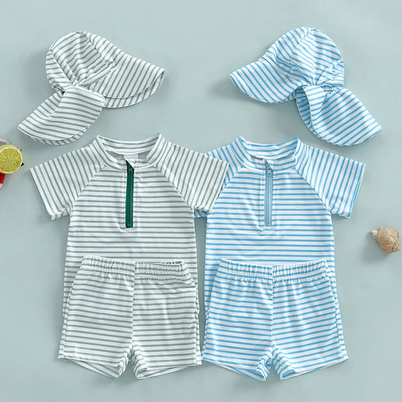 Baby Toddler Boys Swimsuit Infant Girl Swimsuits 6 12 18 24M 2T 3T 4T Bathing Suit Swimwear 3Pcs Set Rash Guard Hat