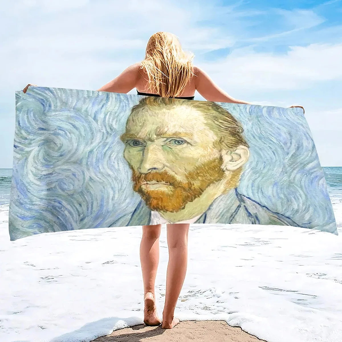 Van Gogh Starry Night Sand Free Beach Towels Absorbent Oversized Bath Towel Large Size Hand Towels for Swimming Bathroom Pool