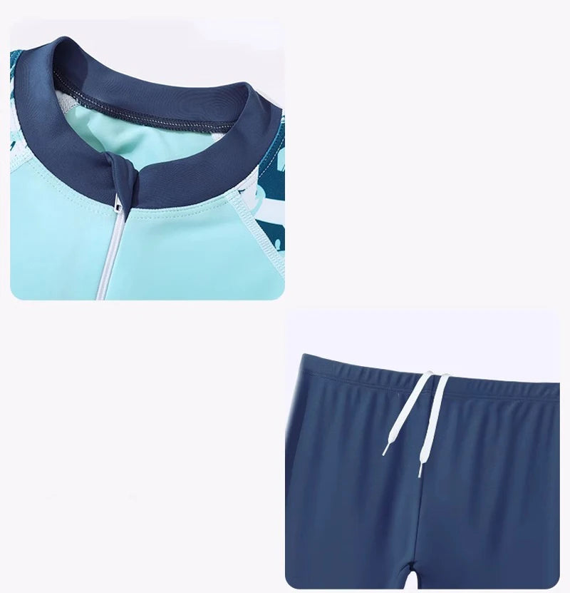 Full Body Boys Swimwear Sun Protection Kids Swimsuit Two Piece Children Long Sleeve Bathing Suit Summer Swimming Pool Clothes