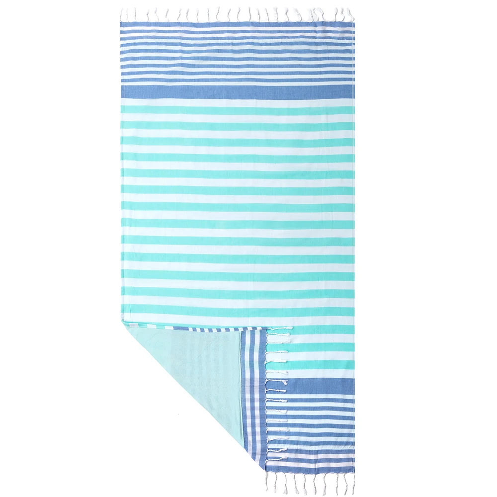 100% Cotton Turkish Tassel Beach Towel Double Layer Thickened, Soft and Sandproof Lightweight, Suitable for Outdoor Traveling