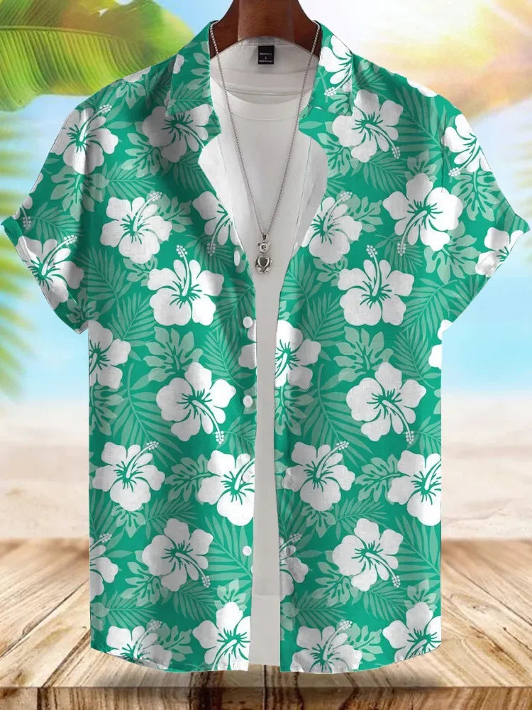 Seaside Hawaiian Style Men's Shirt Summer Vacation Casual Men's Short-sleeved Shirt Outdoor Beach Loose Comfortable Men's Shirt