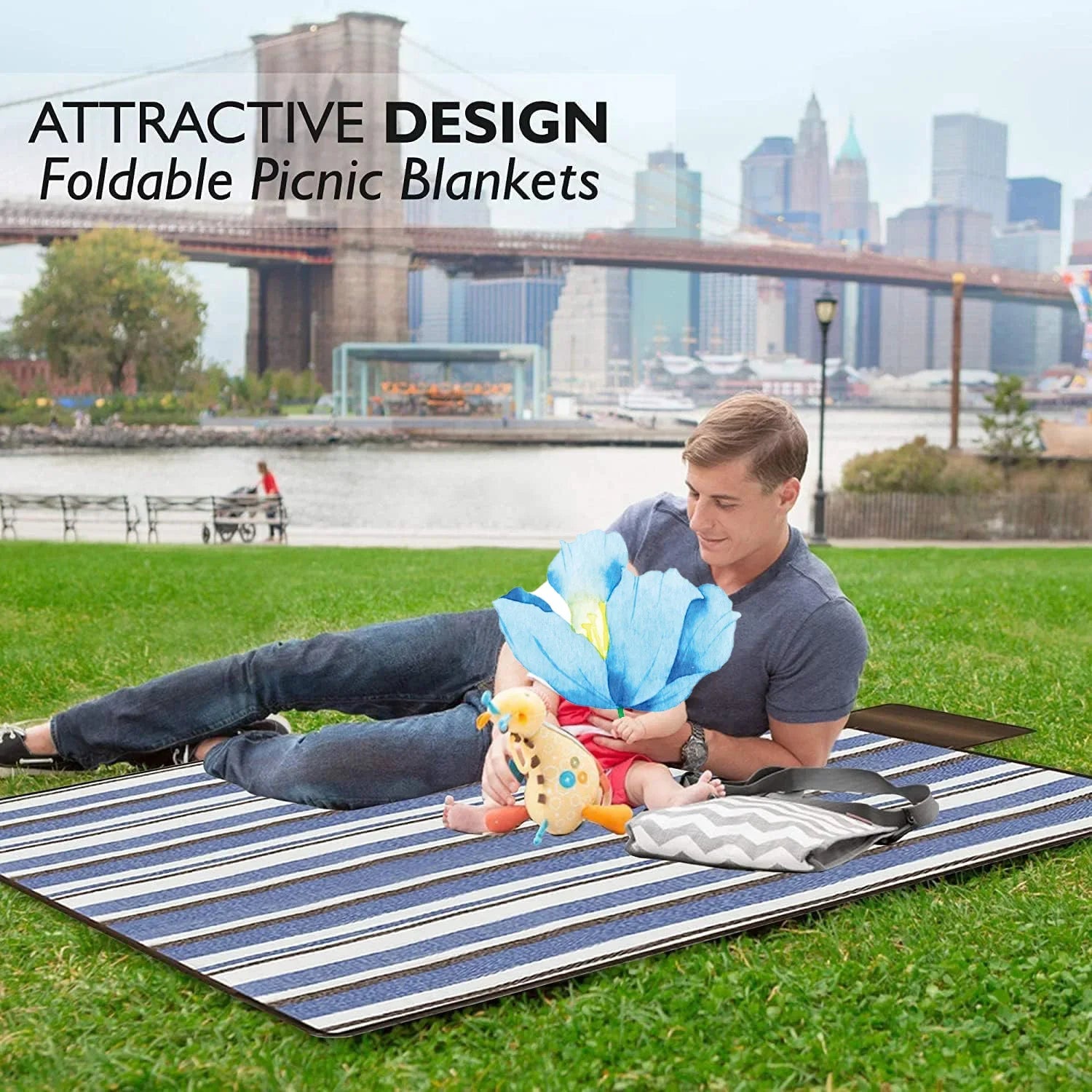 ZHUOHUA Waterproof Foldable Outdoor, Extra Large Picnic Blankets,Fashion Handy Tote,Beach Mat for Spring Summer Campingnkets