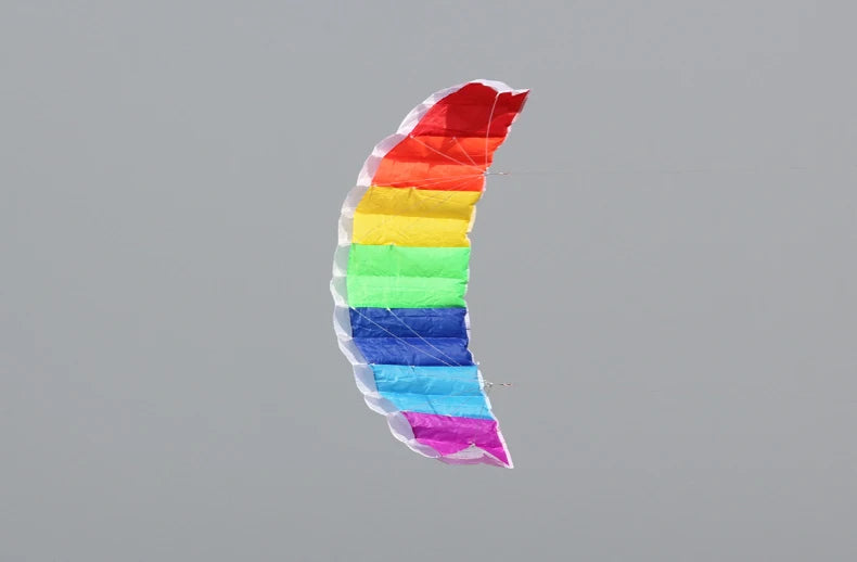Outdoor Fun High Quality 1.4m Dual Line Parafoil Kite With Handle String Rainbow Sports Beach Good Flying