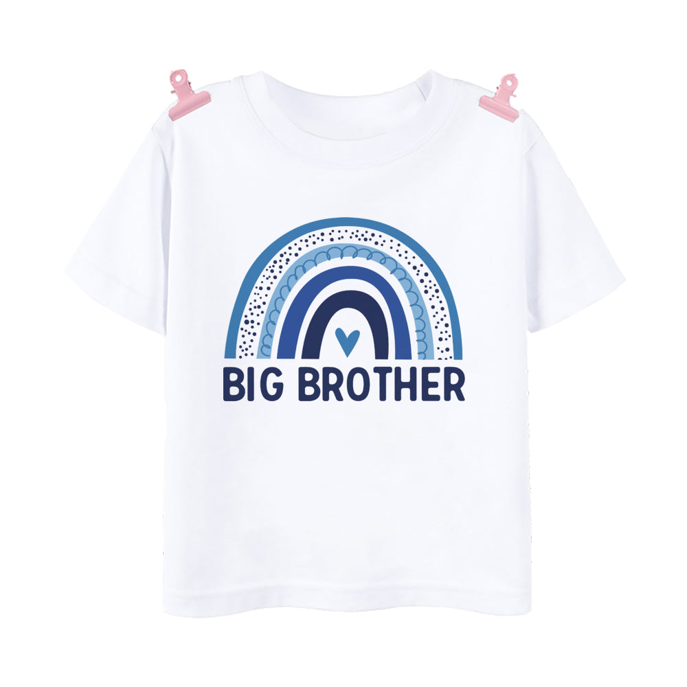 Rainbow Big Brother Little Brother Matching Outfit T Shirts Summer Sibling T-shirt Children Short Sleeve Tops Girls Boys Clothes