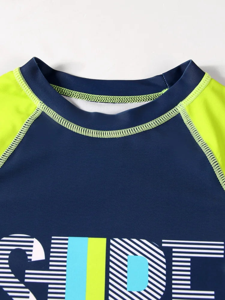Boy Kids Swimsuit 2026 New Short Sleeve Letter Children Swimwear Summer Beach Shorts Two Piece Beachwear Bathing Suit Swimming