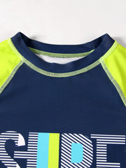 Boy Kids Swimsuit 2026 New Short Sleeve Letter Children Swimwear Summer Beach Shorts Two Piece Beachwear Bathing Suit Swimming