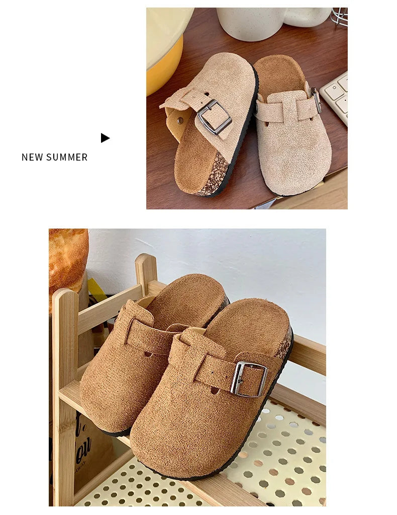 Children's Slippers for Home Simple Solid Color Girls New Flat Mules Fashion Non-slip Versatile Slippers Causal Kids Flip Flops