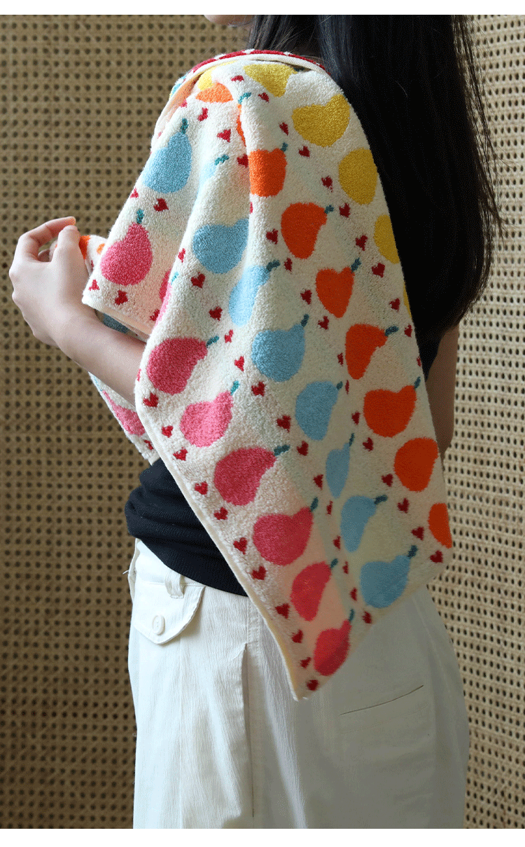 Cute Graffiti  Pears Patter Cotton Soft Face Towel for Kids Absorbent Bath Towel Comfortable Cotton Household Towel Beach Towels