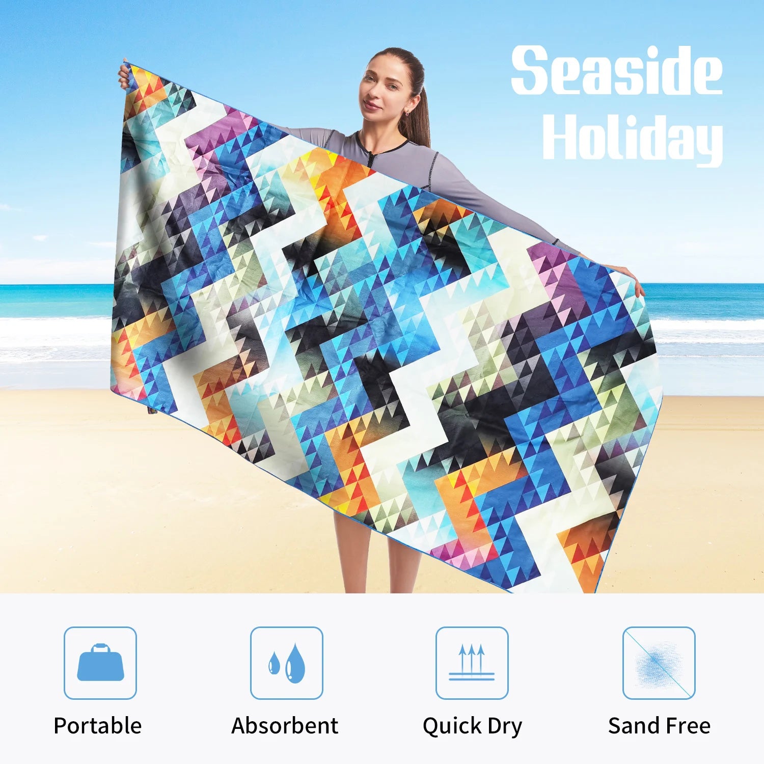 HiTurbo Microfiber Quick Drying Beach Towels , Ultra Lightweight, Fast-drying Super Absorbent Bohemian Printing