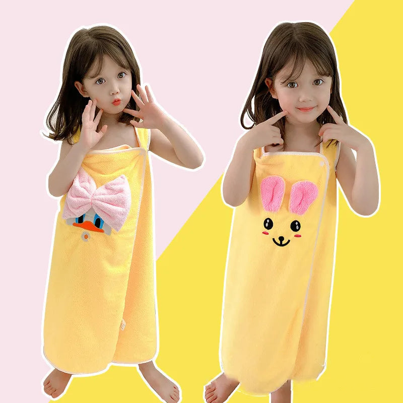 Children's bath towel, bathrobe, Wrap shower skirt Super soft children's absorbent beach towel suitable for 3-1 4year old girls