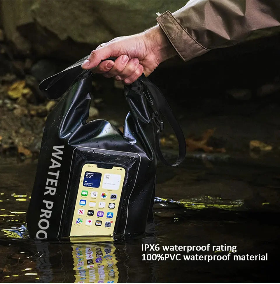2L/5L Waterproof Dry Bag Touch Screen Swimming Waterproof PVC Bag Rafting Floating Outdoor Sport Bag Surfboard Kayak Storage Bag