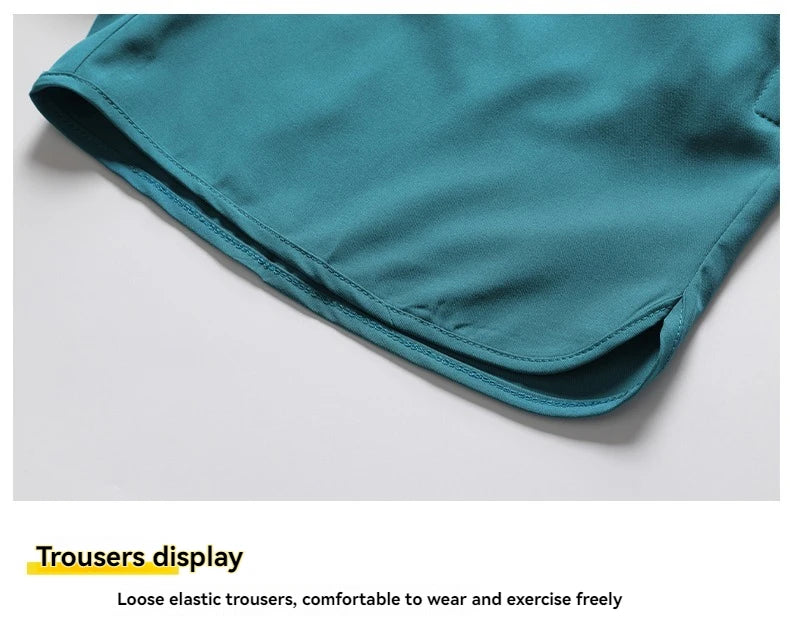 3/4 Sport Shorts Summer Men Casual Solid Ice Silk Light Sweat Absorb Quick Dry Running Fitness Outdoor Loose