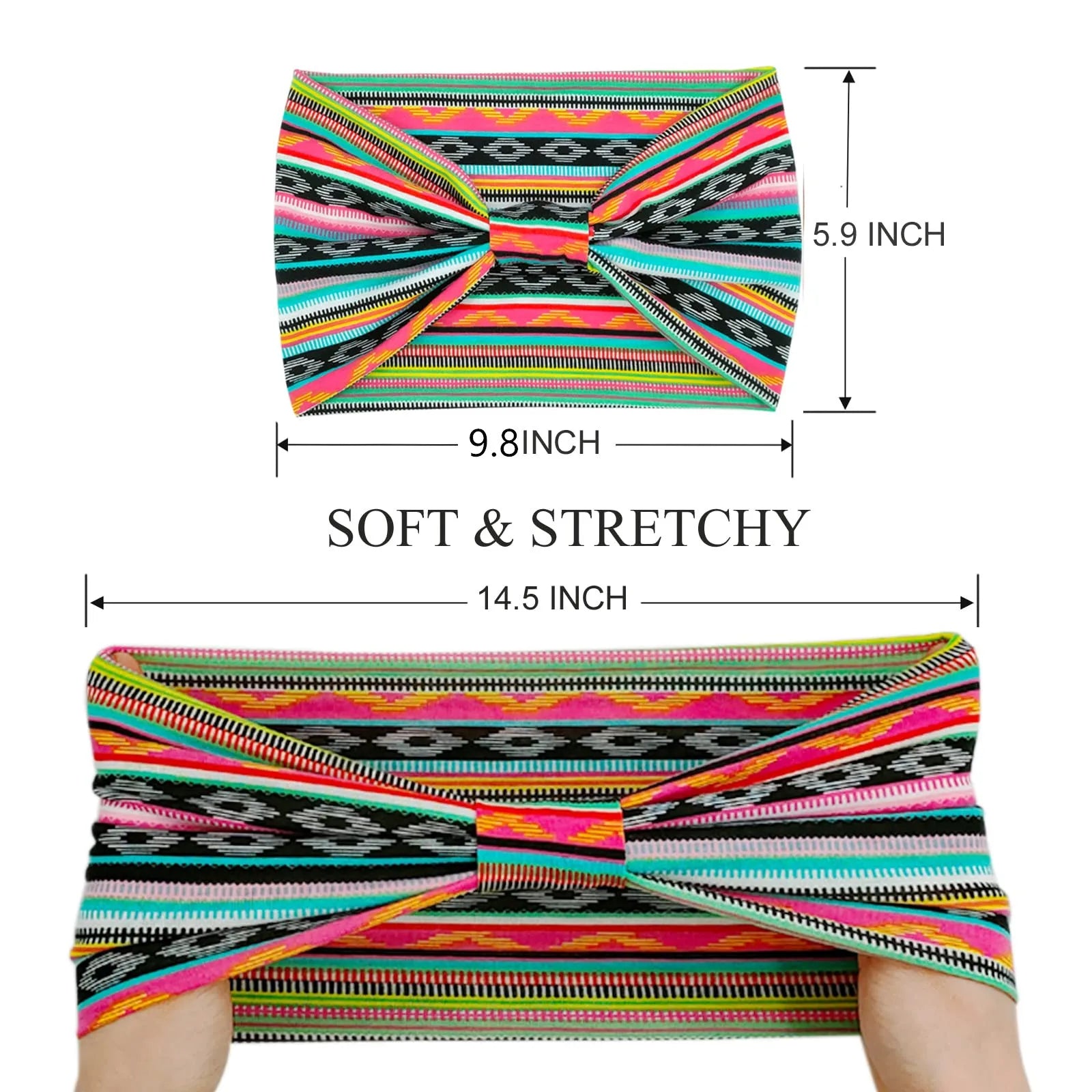 Boho African Headbands for Women Wide Cotton Turban Headwrap  Knot Elastic Hairbands Bandeau Sport Workout Yoga Hair Accessories